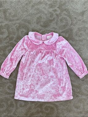 Cat & Jack Pink Crushed Velvet Peter Pan Collar Dress